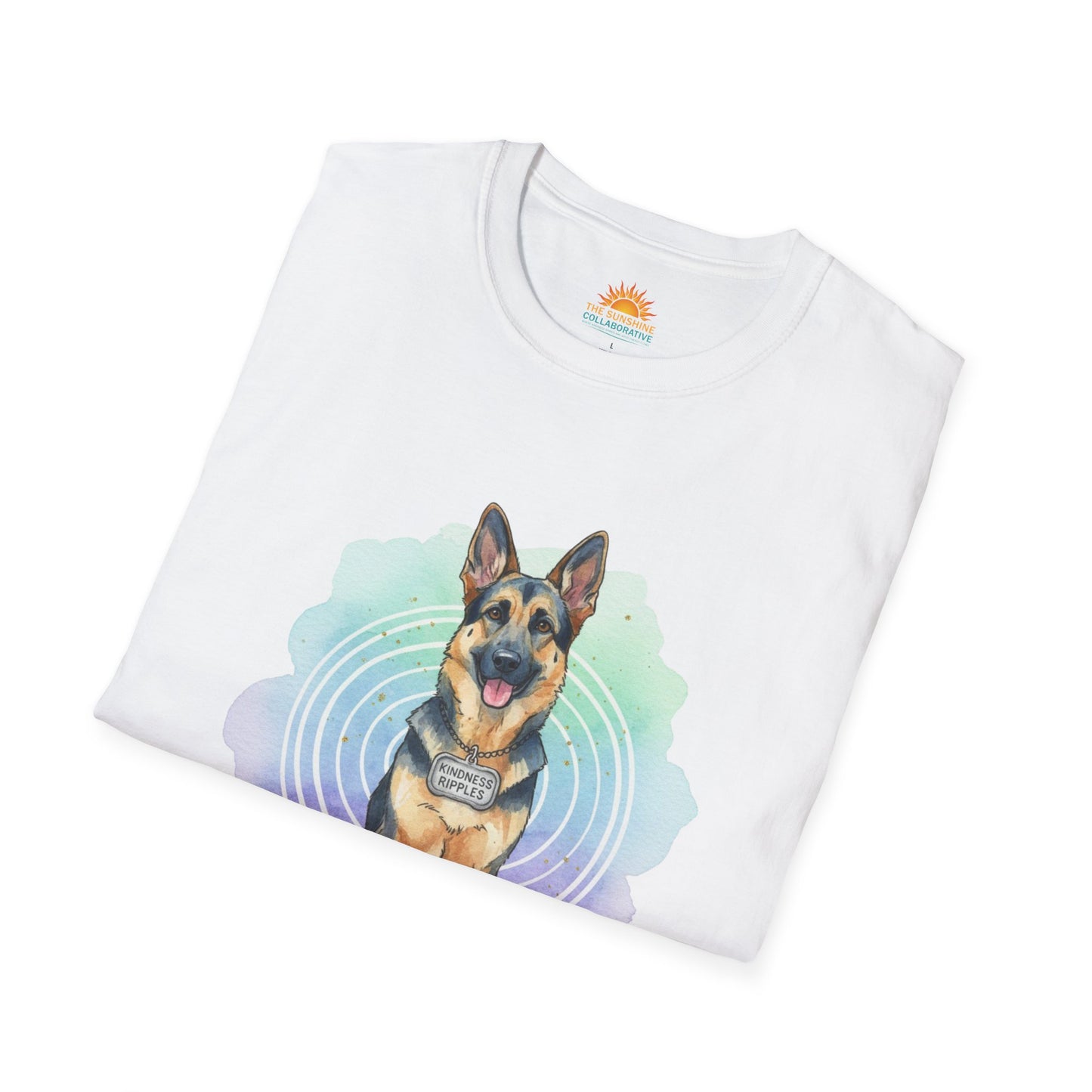 German Shepherd Graphic T‑Shirt — Cute Sitting Dog Art Tee - Kindness Ripples