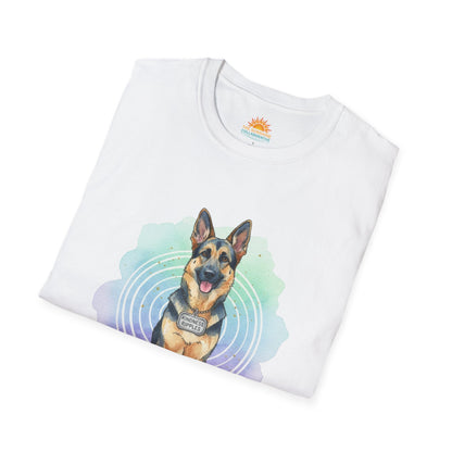 German Shepherd Graphic T‑Shirt — Cute Sitting Dog Art Tee - Kindness Ripples