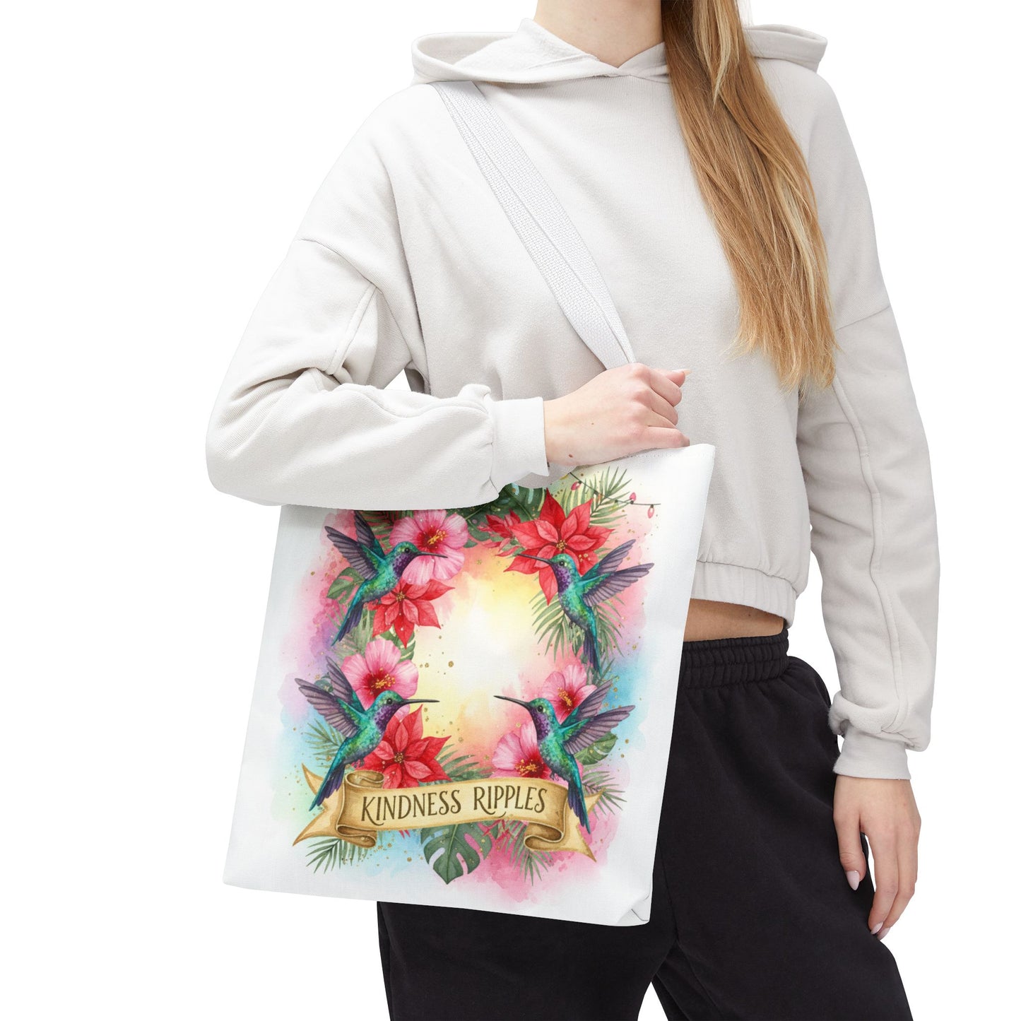 Colorful Kindness Christmas Hummingbirds Tote Bag