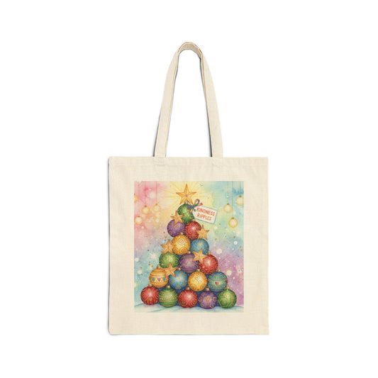Christmas Ornament Tote Bag - Festive Cotton Canvas Carrier