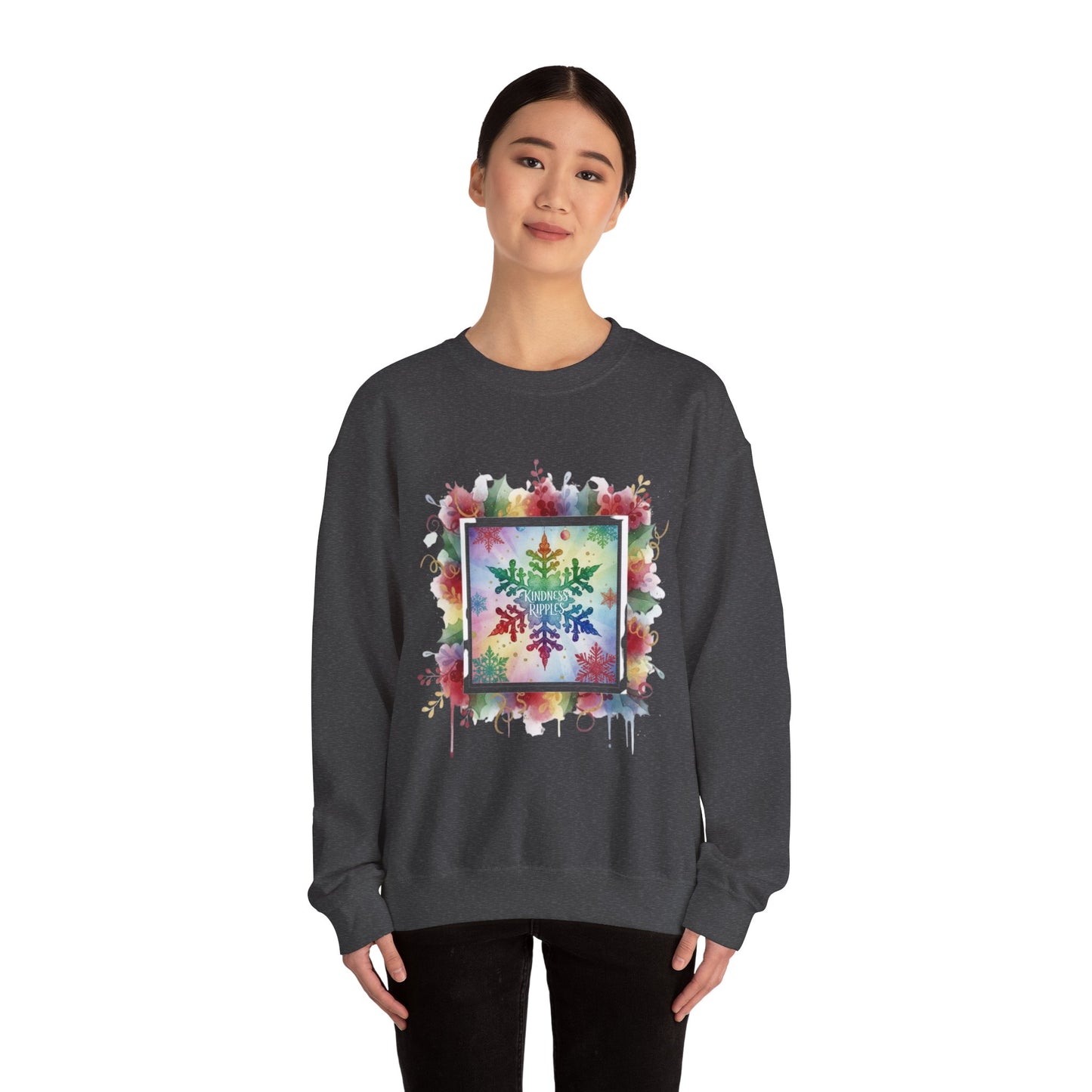 Rainbow Snowflake Kindness Crewneck Sweatshirt