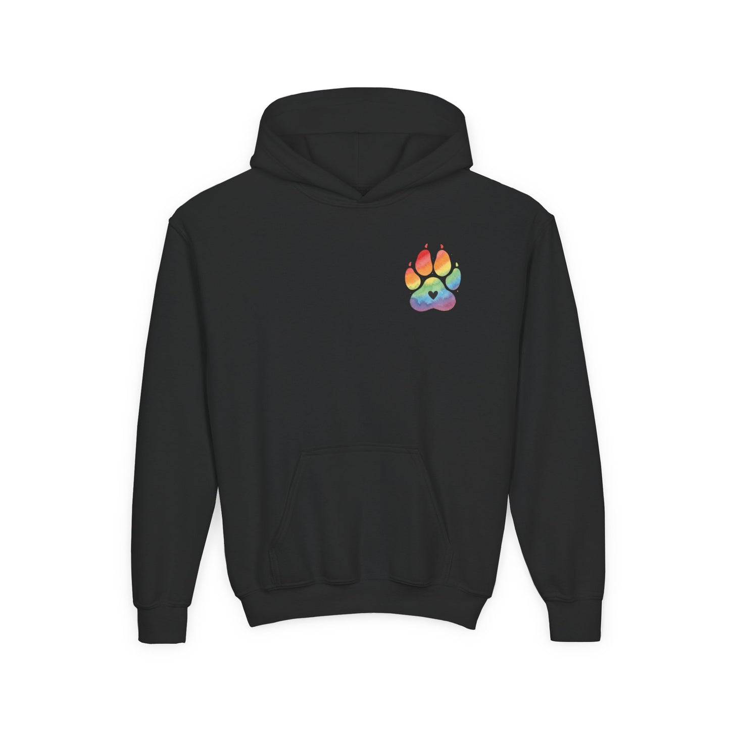 Youth Hoodie — Rainbow Paw & German Shepherd Graphic - Kindness Ripples