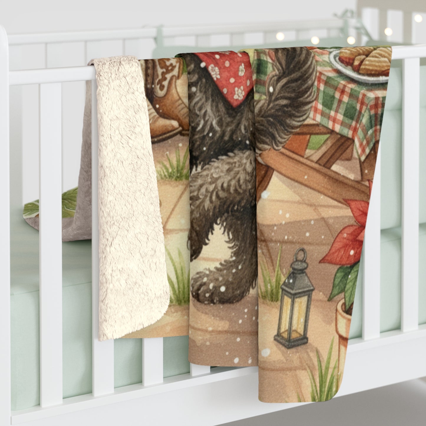 Sherpa Fleece Blanket - Cute Curly Doodle Holiday Picnic Vibe