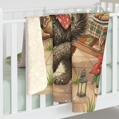 Sherpa Fleece Blanket - Cute Curly Doodle Holiday Picnic Vibe