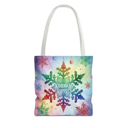 Kindness Ripples Winter Snowflake Tote Bag Colorful Kindness