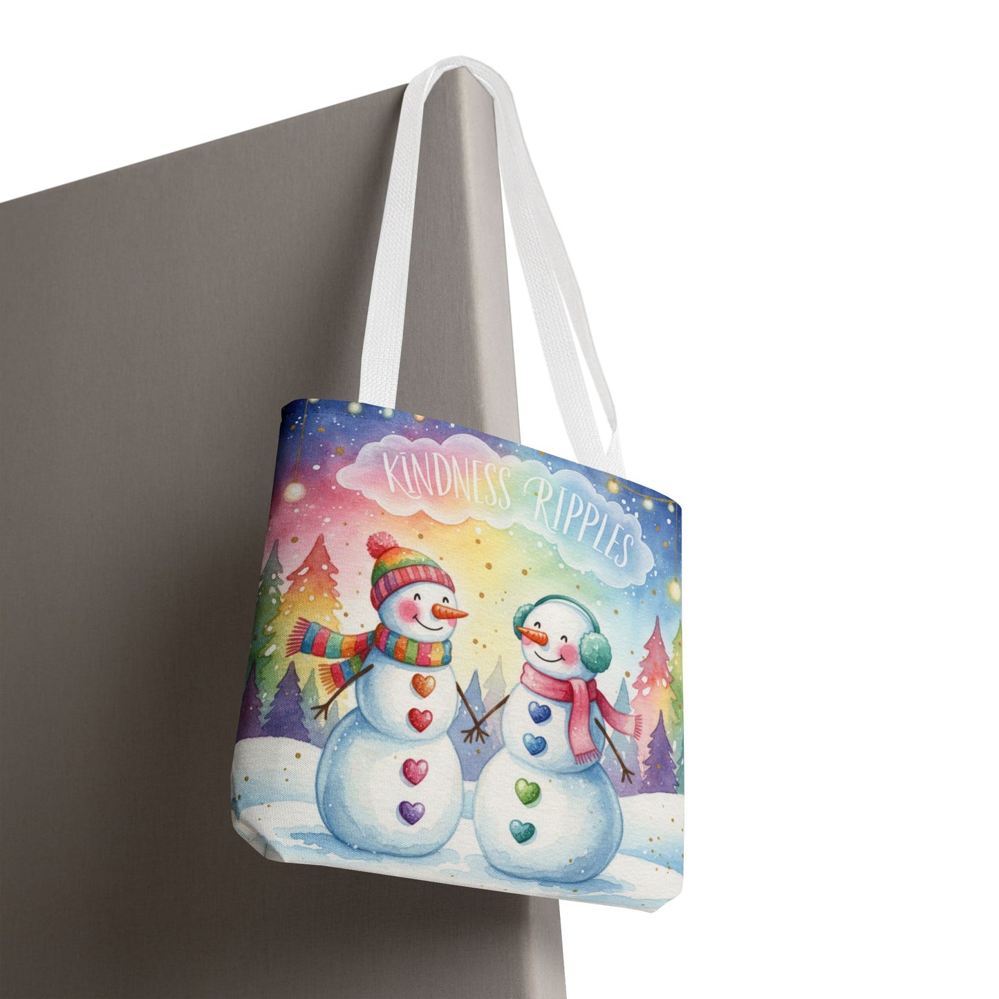 Whimsical Snowman Tote Bag - Kindness Ripples Design