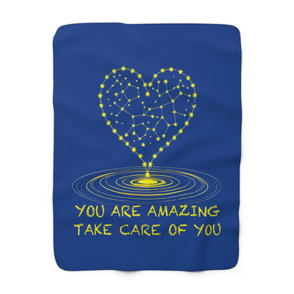 Cozy Sherpa Fleece Blanket - Inspirational Starry Heart Design, Self-Care Gift, Home Decor, Cozy Nights, Thoughtful Present