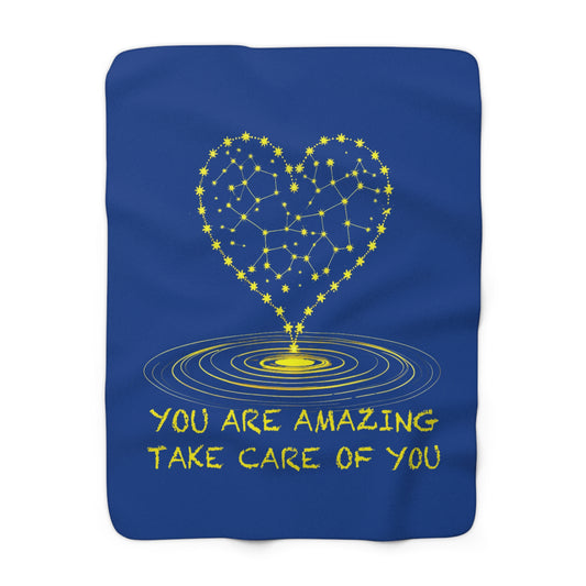 Cozy Sherpa Fleece Blanket - Inspirational Starry Heart Design, Self-Care Gift, Home Decor, Cozy Nights, Thoughtful Present