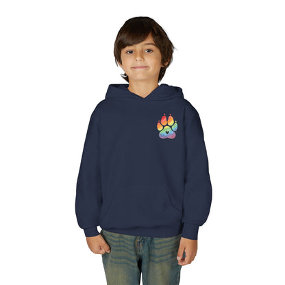 Youth Hoodie — Rainbow Paw & German Shepherd Graphic - Kindness Ripples