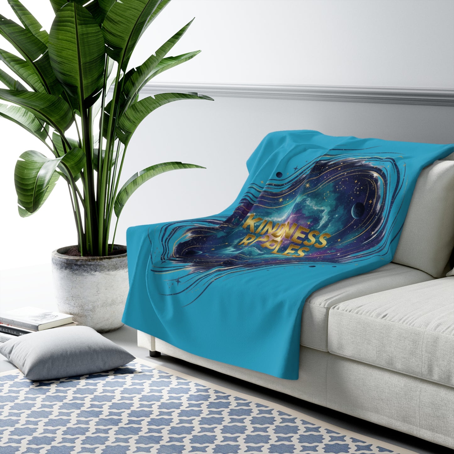 Galactic Kindness Sherpa Blanket, Cozy Fleece Throw for Space Lovers, Warm Gifts for Friends, Home Décor, Relaxing Bedtime Accessory