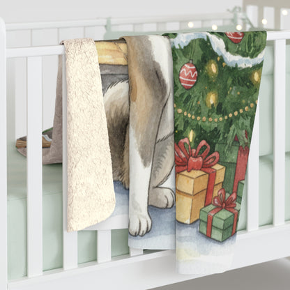 Who's that Akita? Cuddly and mighty! Sherpa Blanket Holiday Throw