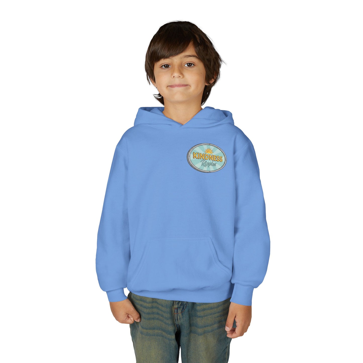 Youth Hooded Sweatshirt - Kindness & Good Energy, Cozy Gift, Throwback, Sunshine Vibes, Kids Apparel, Spring & Summer Fashion