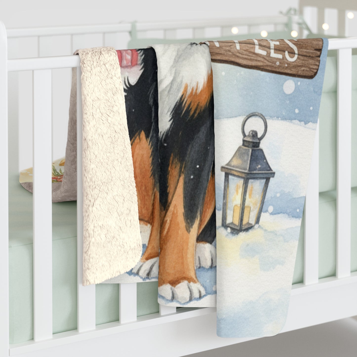 Christmas Gentle Bernese Mountain Dog Sherpa Blanket — 'Kindness Ripples' Holiday Throw