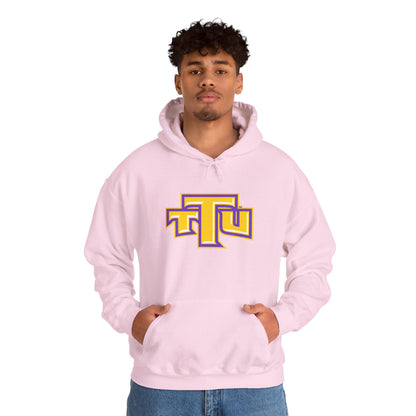 Pink School Logo Hoodie — Retro TTU Initials Pullover