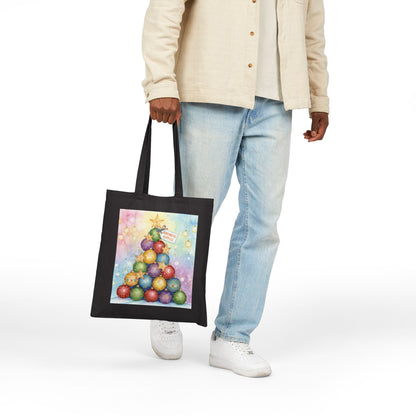 Christmas Ornament Tote Bag - Festive Cotton Canvas Carrier