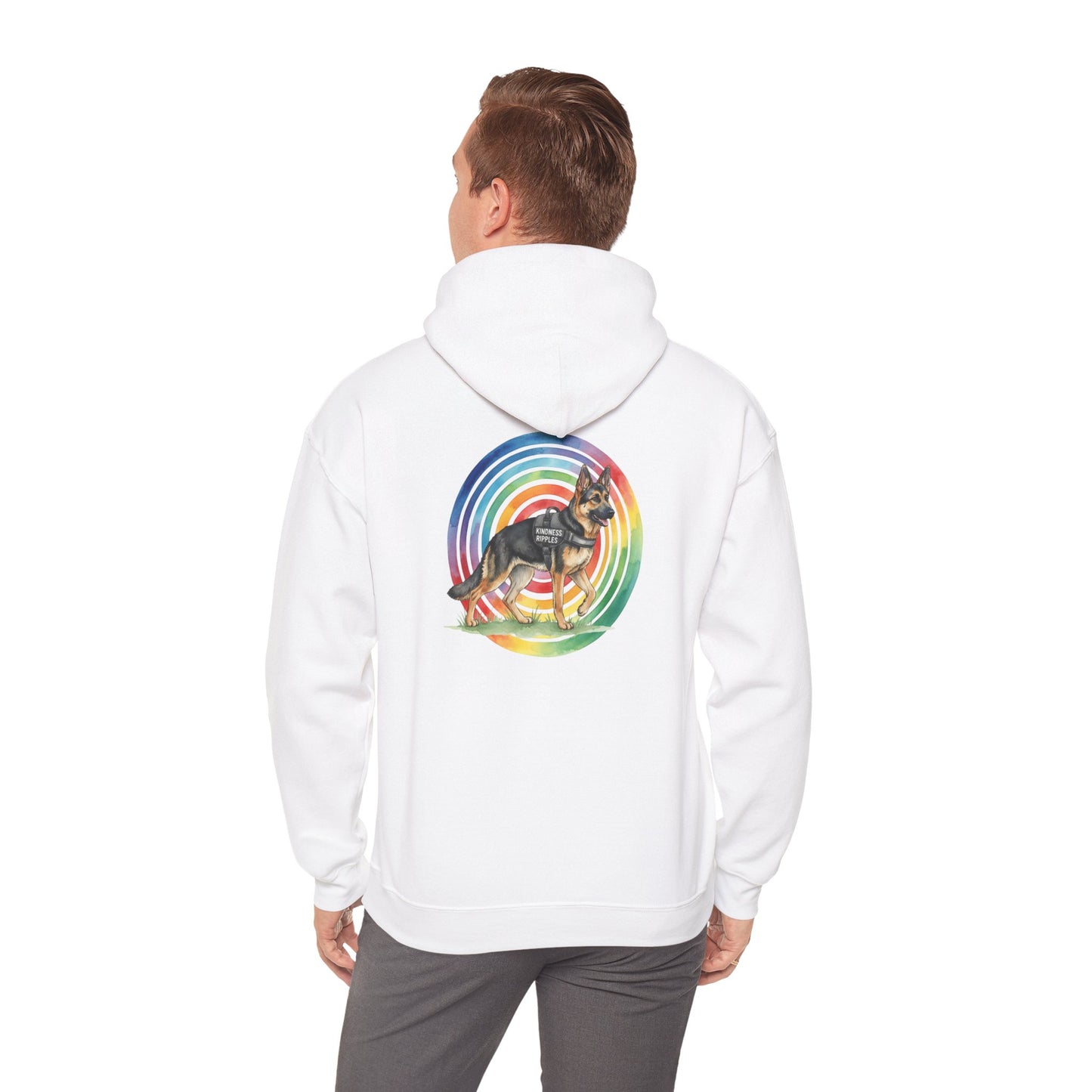 German Shepherd Rainbow Paw Hoodie --Pet Lover Sweatshirt  --Front and Back--Kindness Ripples