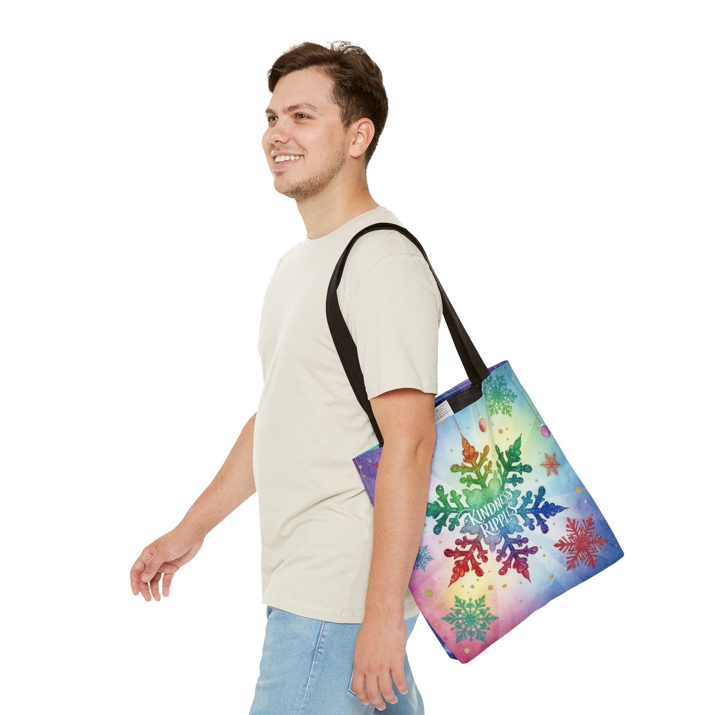 Kindness Ripples Winter Snowflake Tote Bag Colorful Kindness
