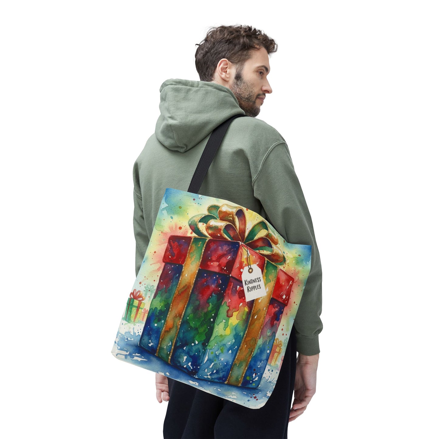 Colorful Gift Tote Bag - Perfect for Holidays & Celebrations -Simple message of Kindness - Reusable