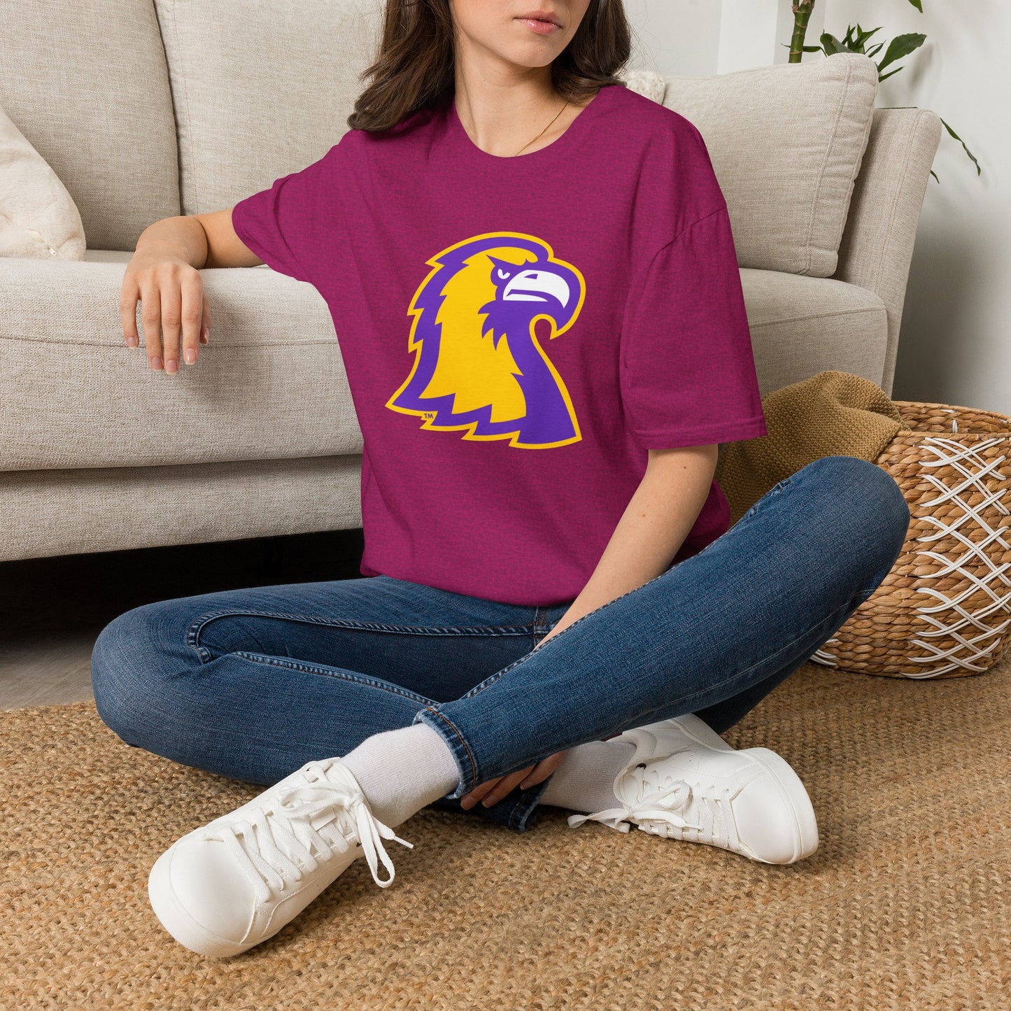 Golden Eagle Mascot Pink Out T-Shirt — Purple & Gold School Spirit Tee