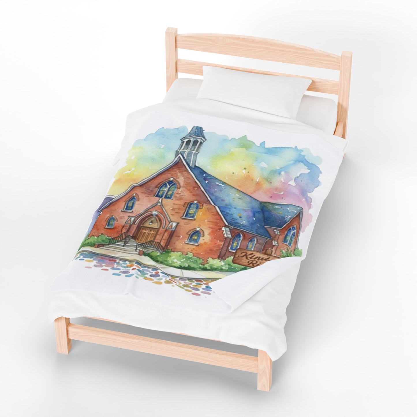 Kindness Ripples Velveteen Plush Blanket - Cozy Church Design Throw - Homage to the St. William community