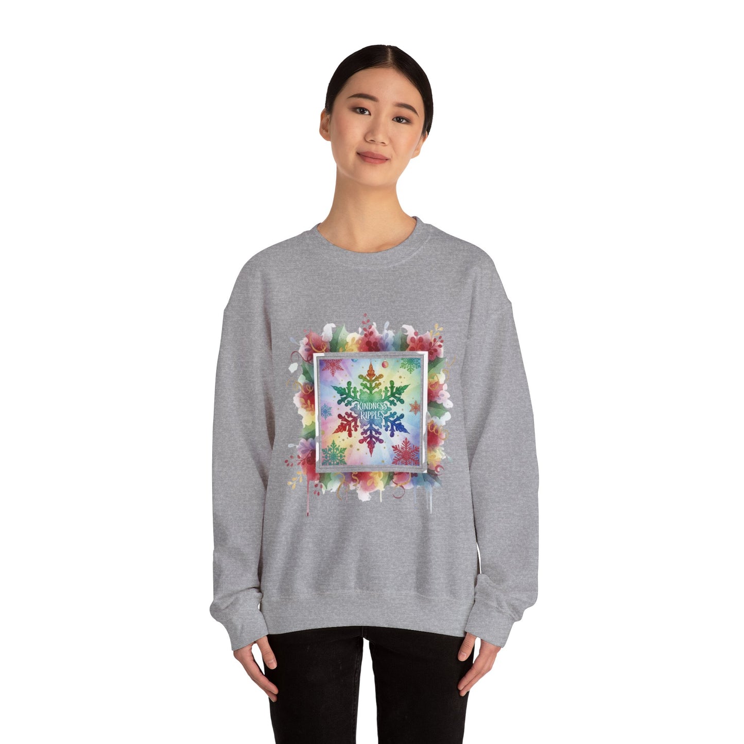 Rainbow Snowflake Kindness Crewneck Sweatshirt
