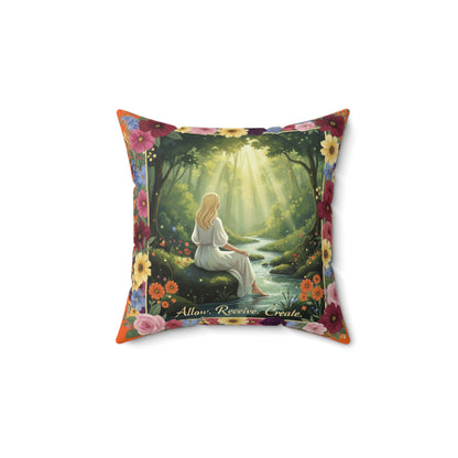 The Amanda - Serene Floral Throw Pillow - 'Allow, Receive, Create' Design