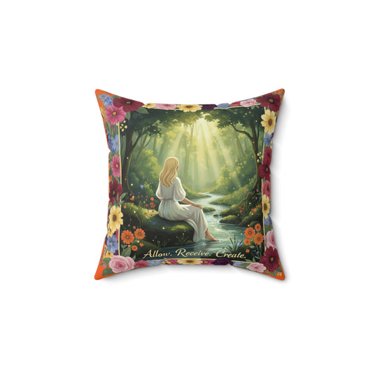 The Amanda - Serene Floral Throw Pillow - 'Allow, Receive, Create' Design