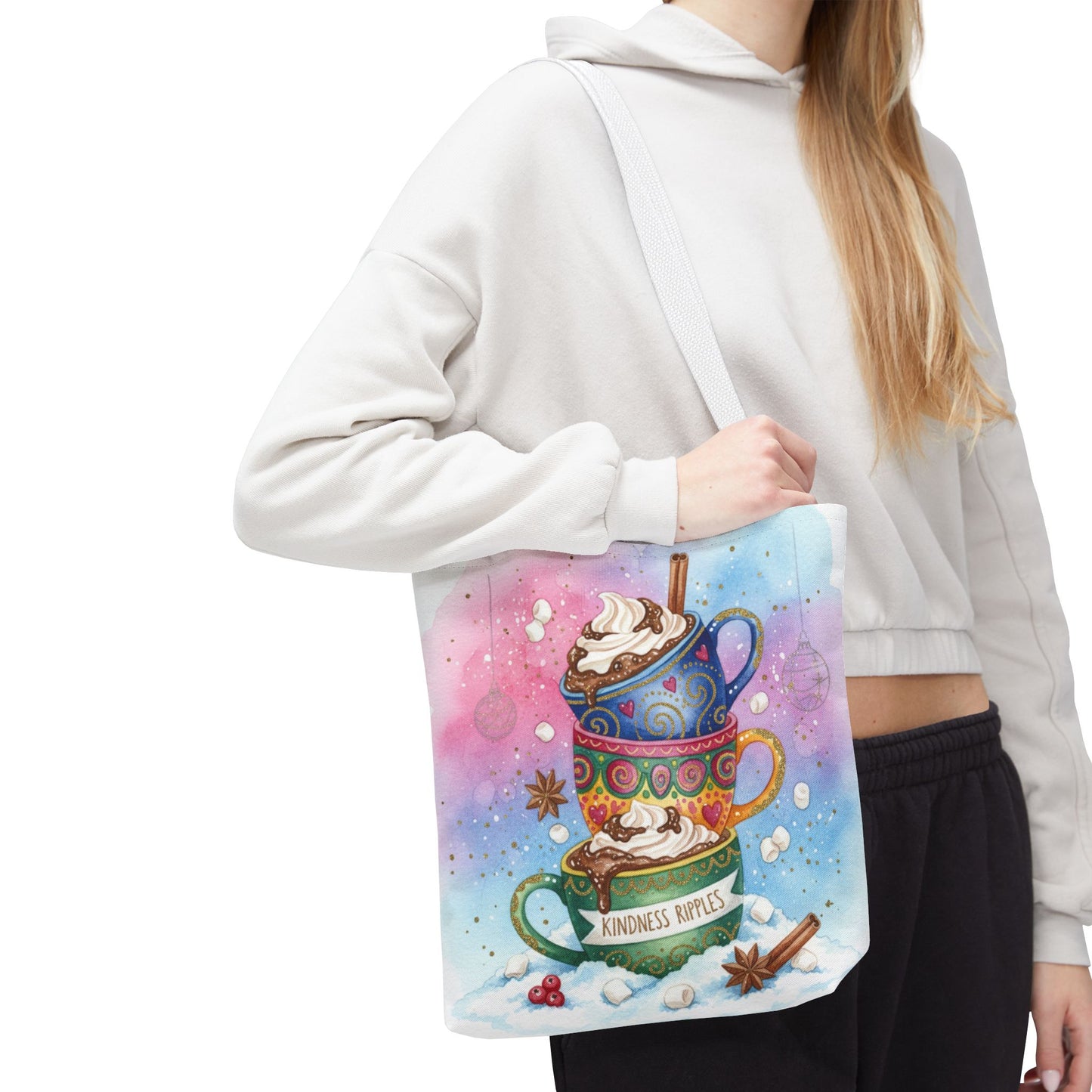 Colorful Hot Cocoa Tote Bag – Festive Winter Vibes