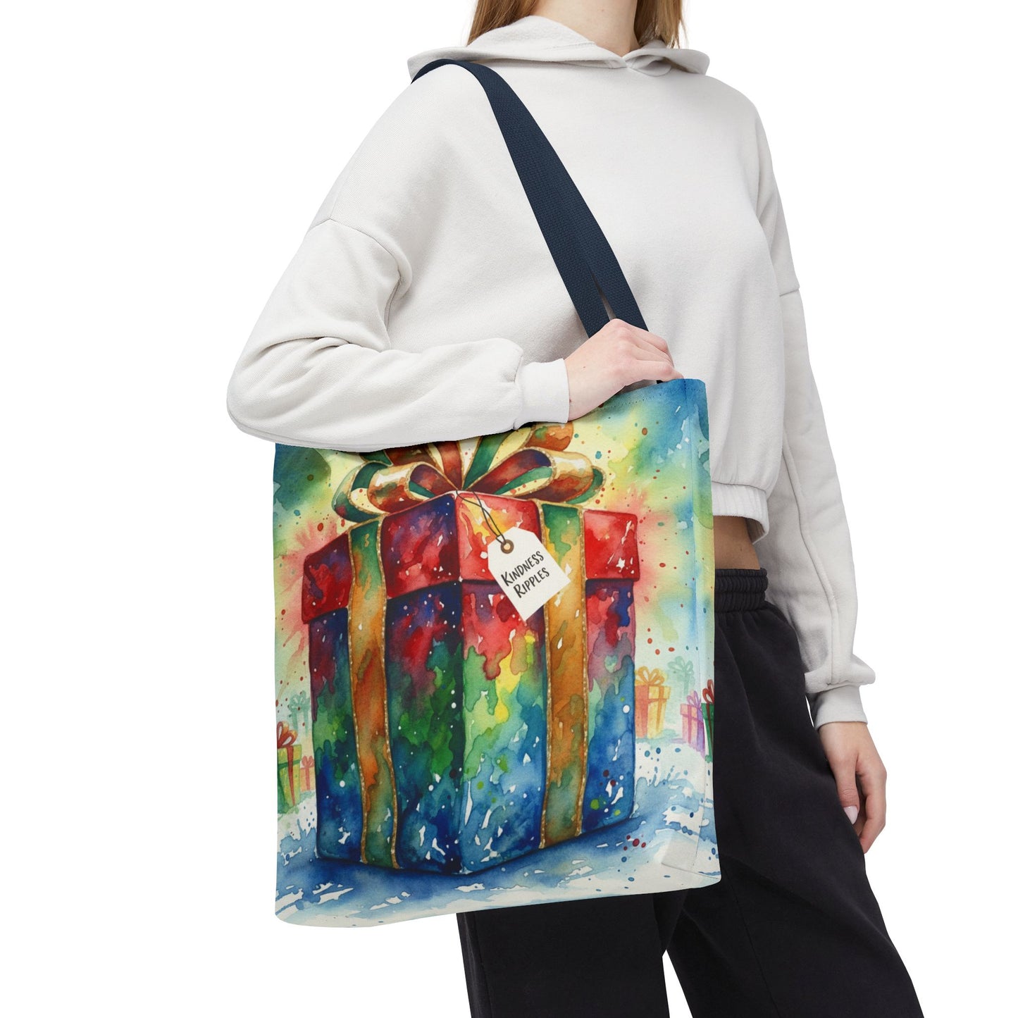 Colorful Gift Tote Bag - Perfect for Holidays & Celebrations -Simple message of Kindness - Reusable