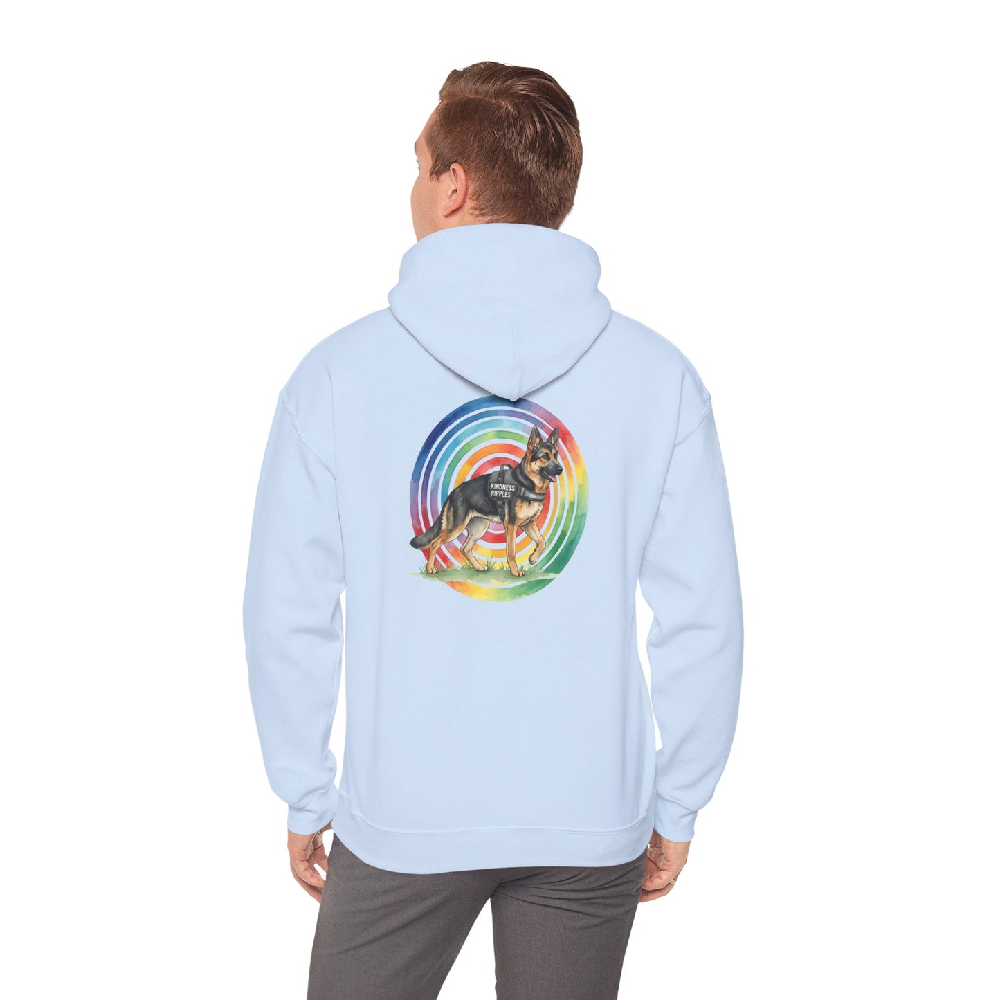 German Shepherd Rainbow Paw Hoodie --Pet Lover Sweatshirt  --Front and Back--Kindness Ripples
