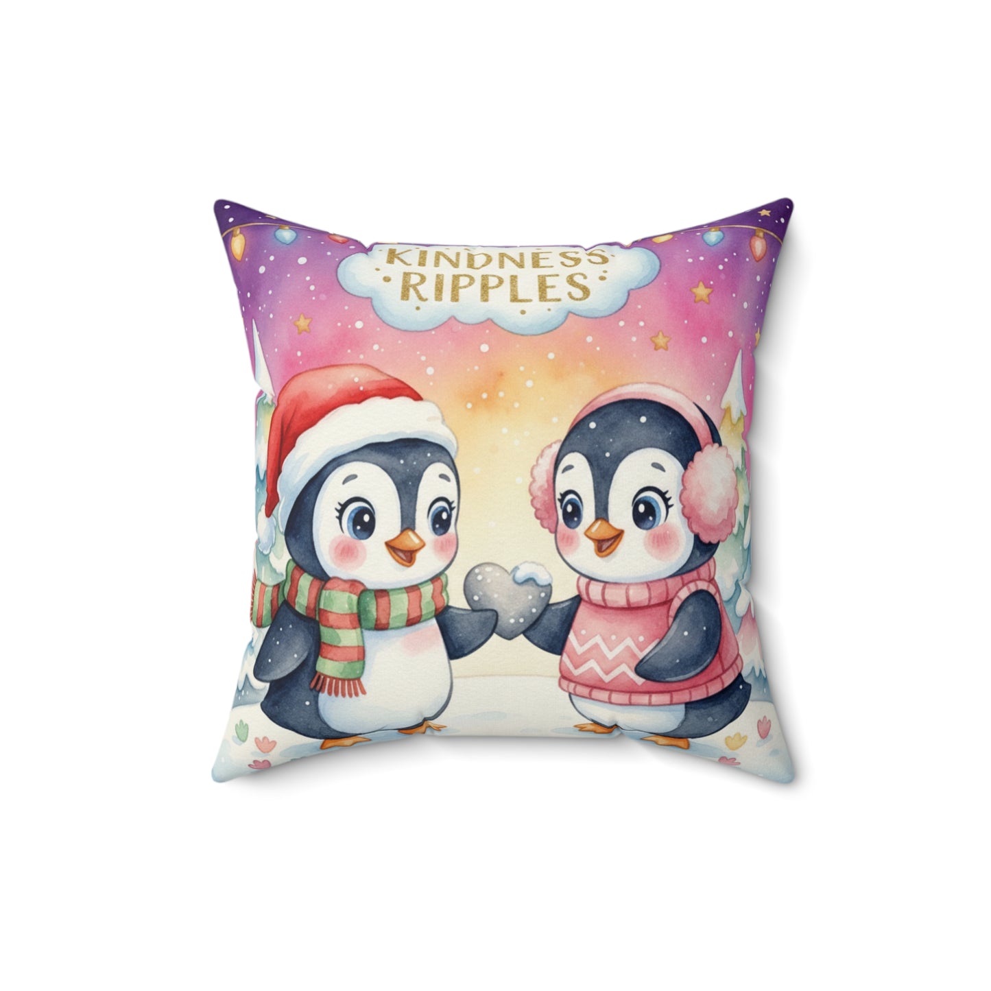 Cutest Penguin Couple Pillow — "T and J" Spun Polyester Square Pillow