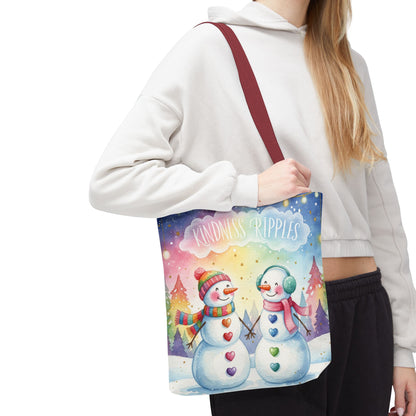 Whimsical Snowman Tote Bag - Kindness Ripples Design