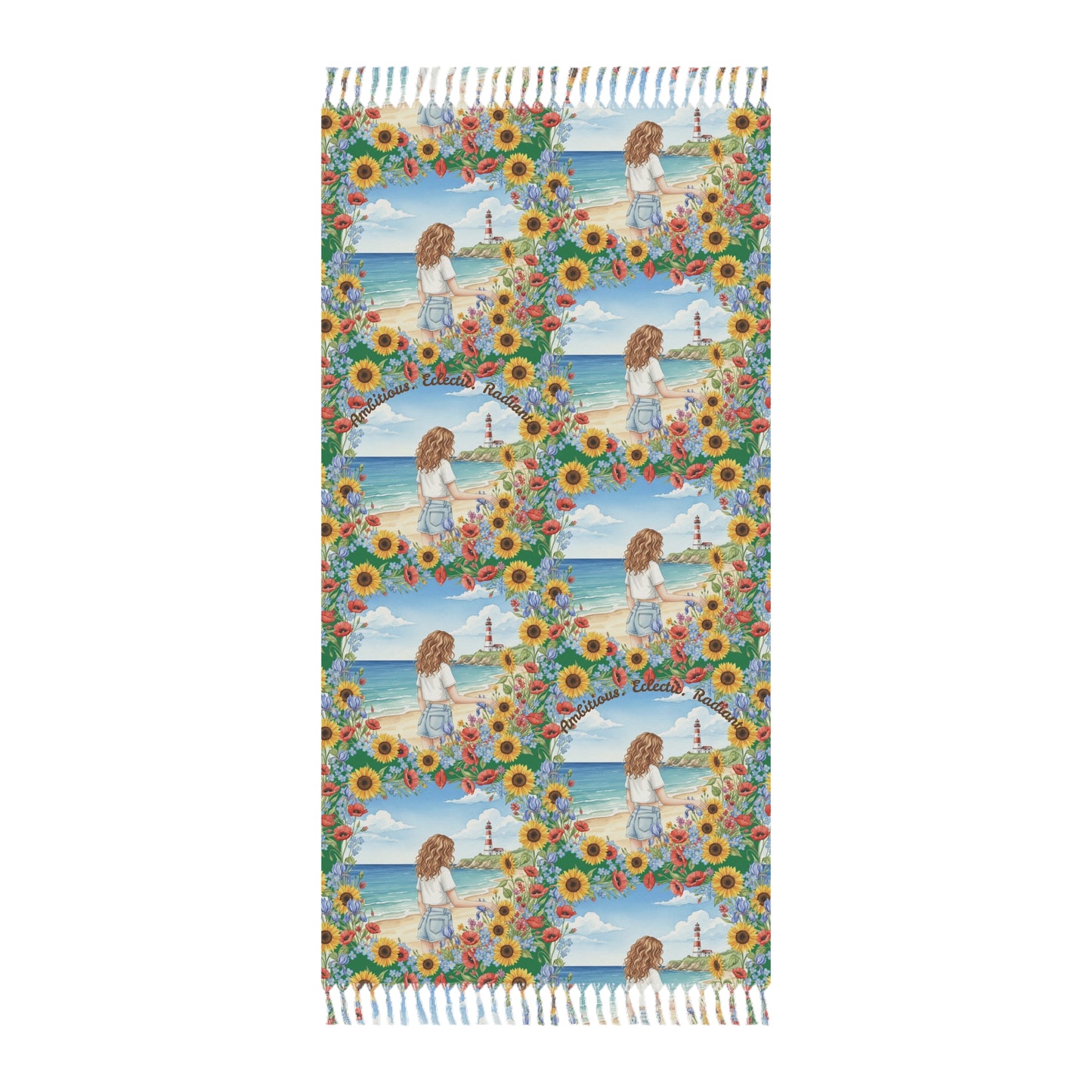 The Audrey - Boho Beach Towel - Floral Sunflower Design for Outdoor Fun