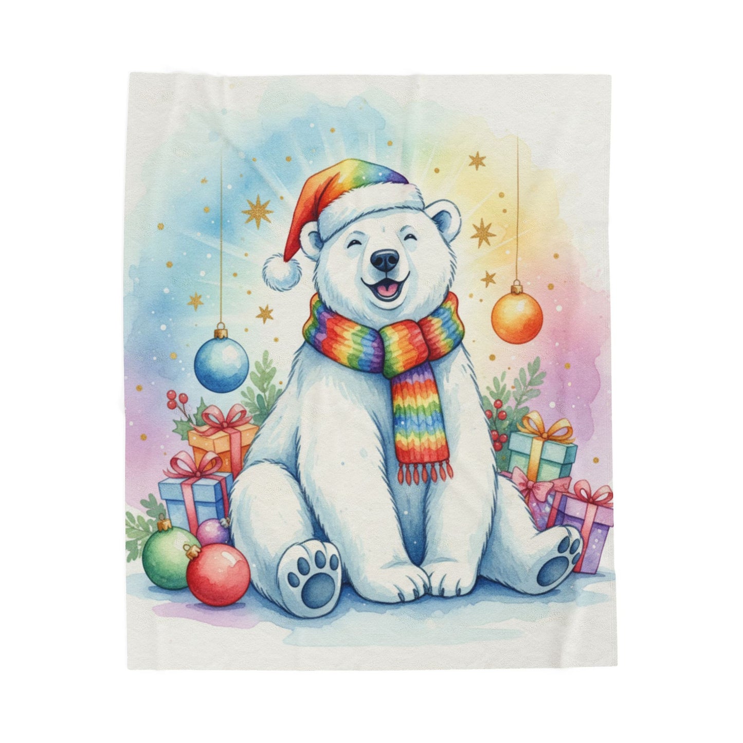 Cozy Polar Bear Holiday Plush Blanket
