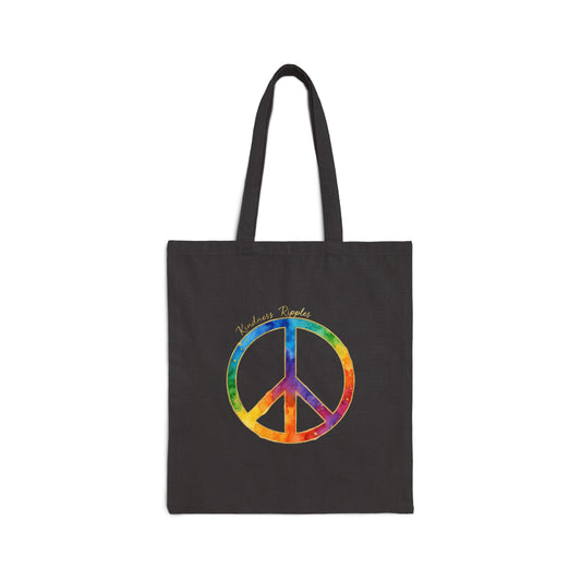 Colorful Peace Symbol Cotton Canvas Tote Bag