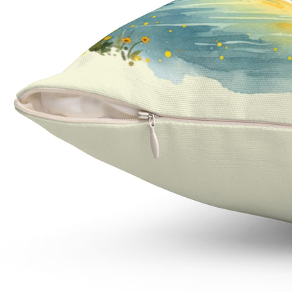 Kayaking Hearts of Hope Square Throw Pillow — Nature Lover Accent Pillow