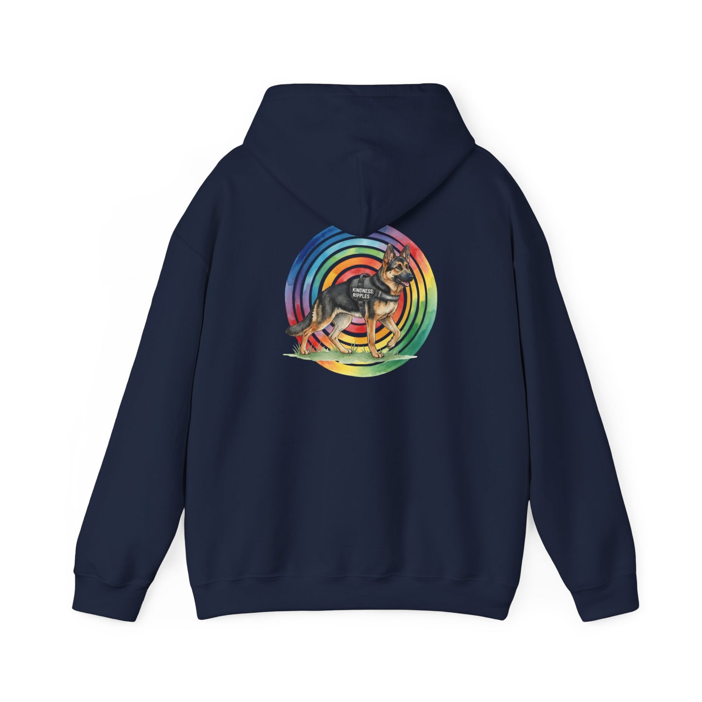 German Shepherd Rainbow Paw Hoodie --Pet Lover Sweatshirt  --Front and Back--Kindness Ripples