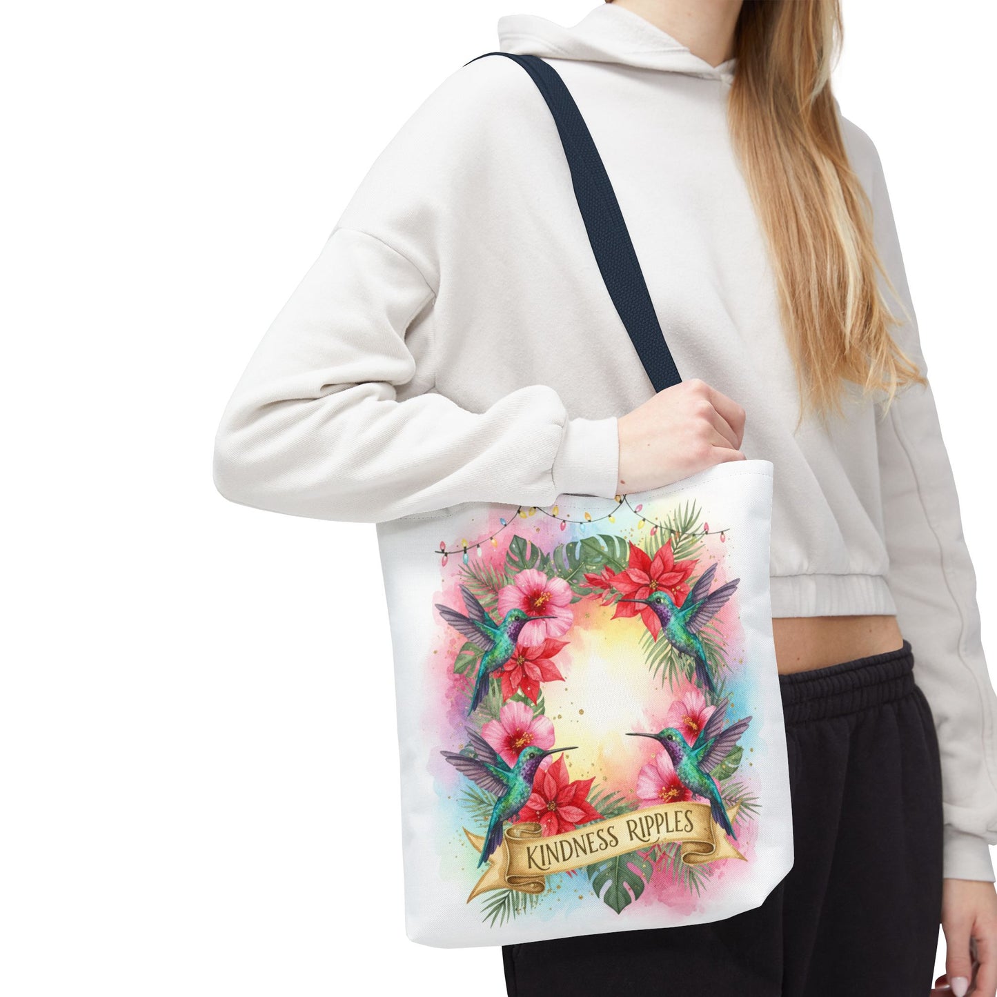 Colorful Kindness Christmas Hummingbirds Tote Bag