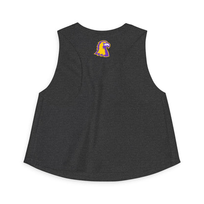 Women's Crop Top - TTU Yellow & Purple Logo Athletic Tank (Front & Back Mascot)