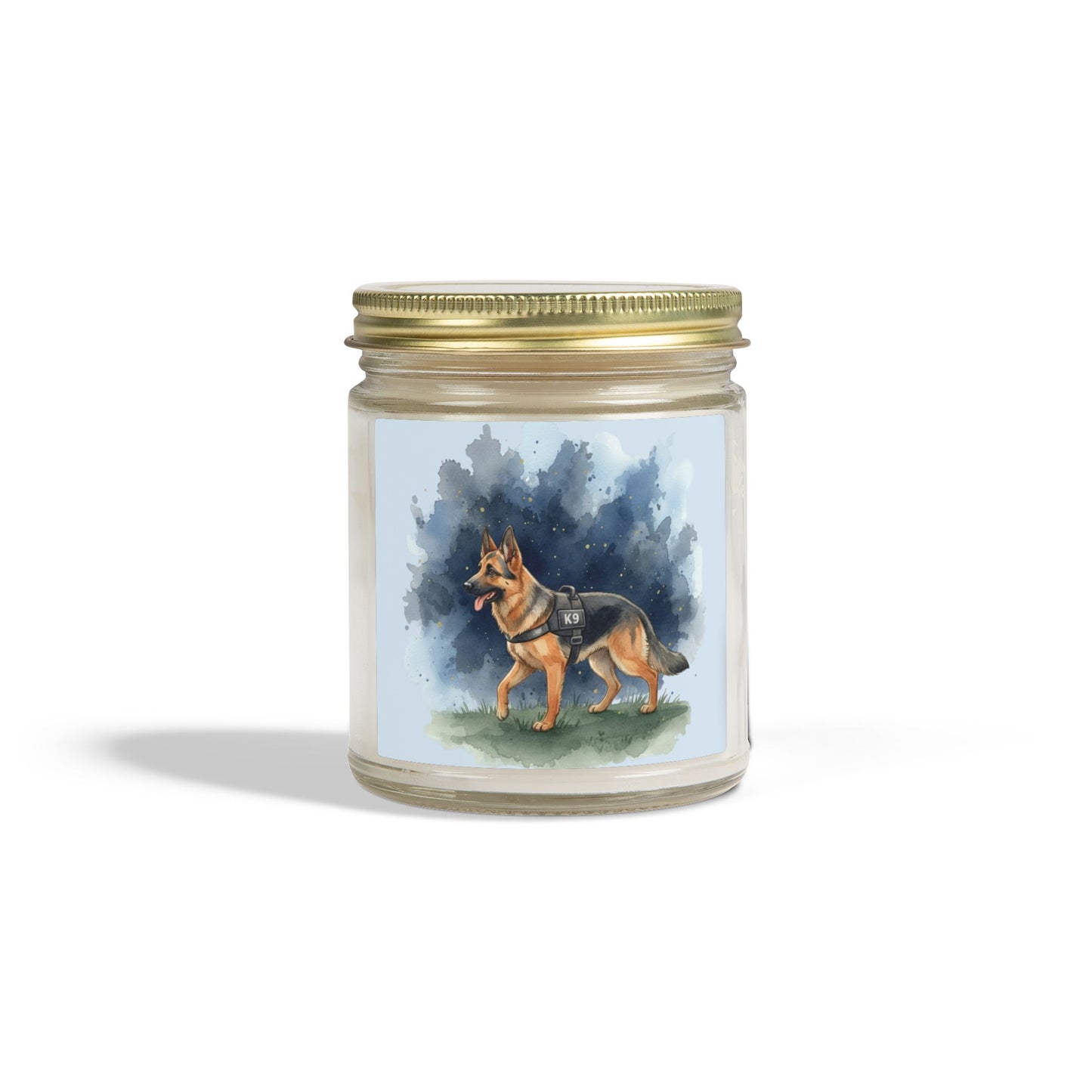 German Shepherd Scented Candle — Coconut Apricot Wax (4oz & 9oz)