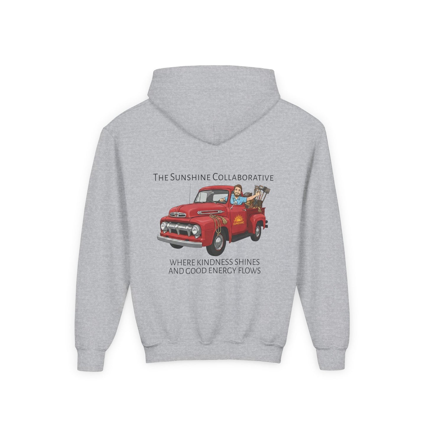 Youth Hooded Sweatshirt - Kindness & Good Energy, Cozy Gift, Throwback, Sunshine Vibes, Kids Apparel, Spring & Summer Fashion