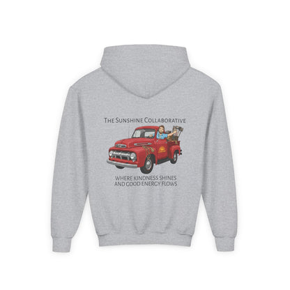 Youth Hooded Sweatshirt - Kindness & Good Energy, Cozy Gift, Throwback, Sunshine Vibes, Kids Apparel, Spring & Summer Fashion