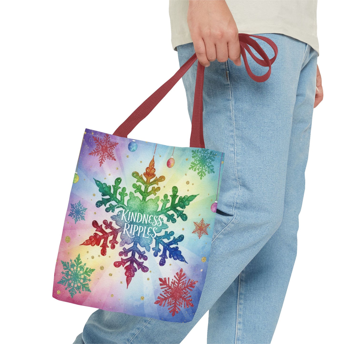 Kindness Ripples Winter Snowflake Tote Bag Colorful Kindness