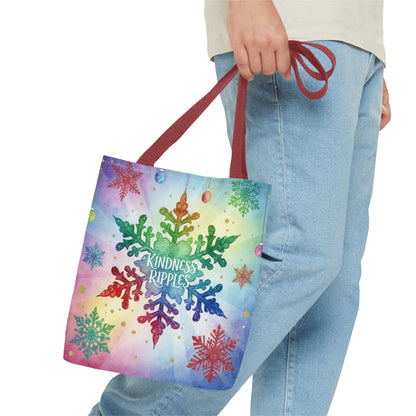 Kindness Ripples Winter Snowflake Tote Bag Colorful Kindness