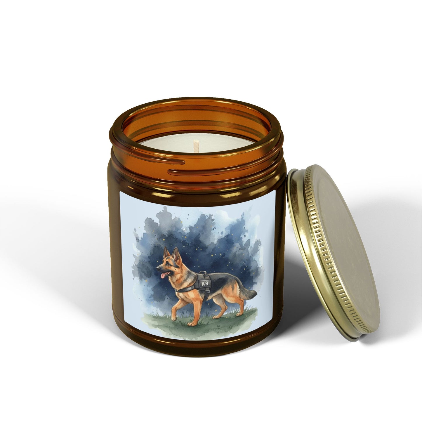 German Shepherd Scented Candle — Coconut Apricot Wax (4oz & 9oz)