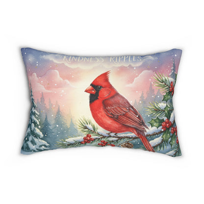 Christmas Cardinal Lumbar Pillow – "Kindness Ripples" Seasonal Decor