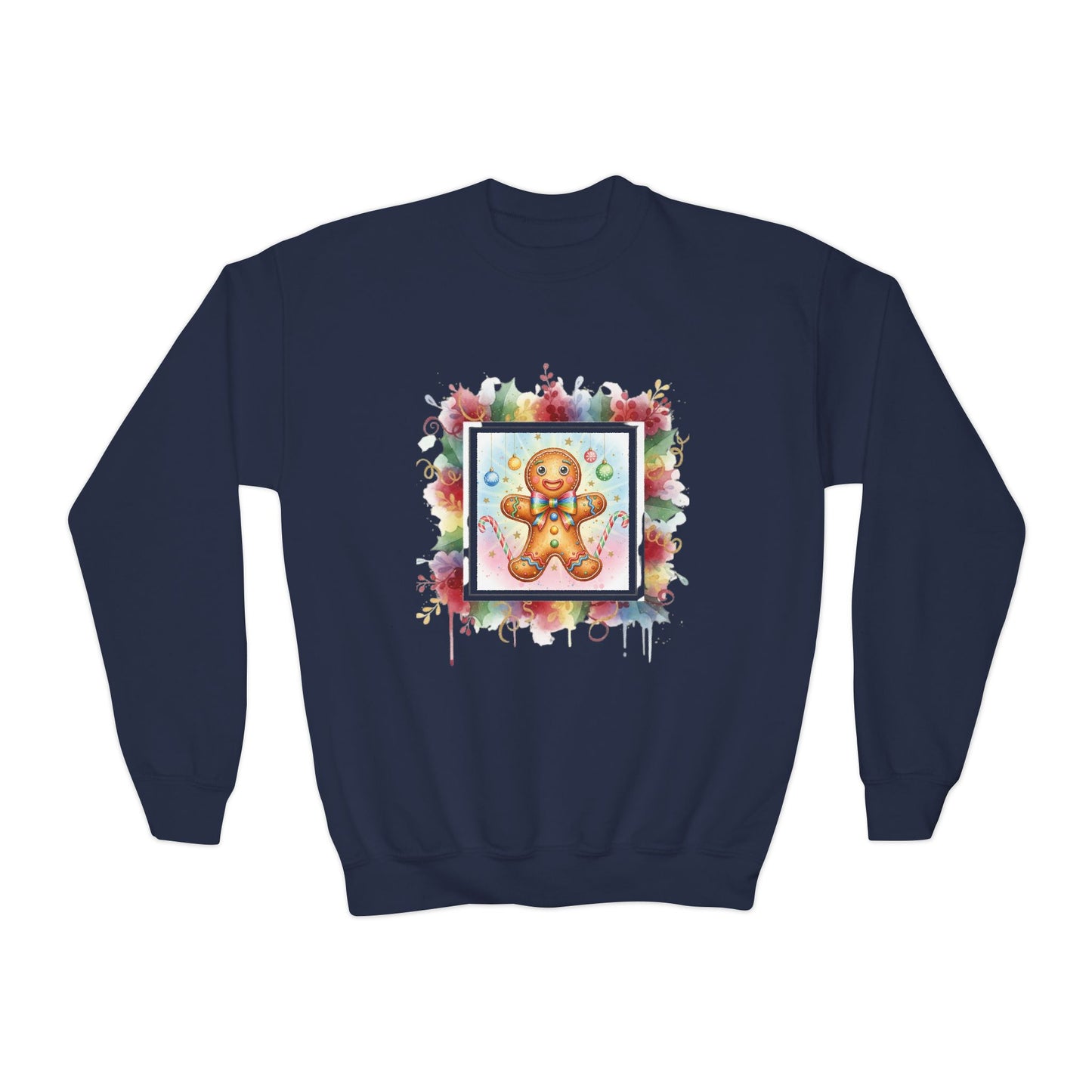 Cute Gingerbread Youth Crewneck Sweatshirt for Holiday Cheer