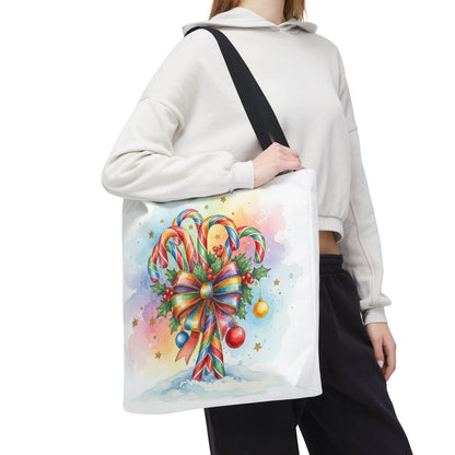 Festive Candy Cane Tote Bag