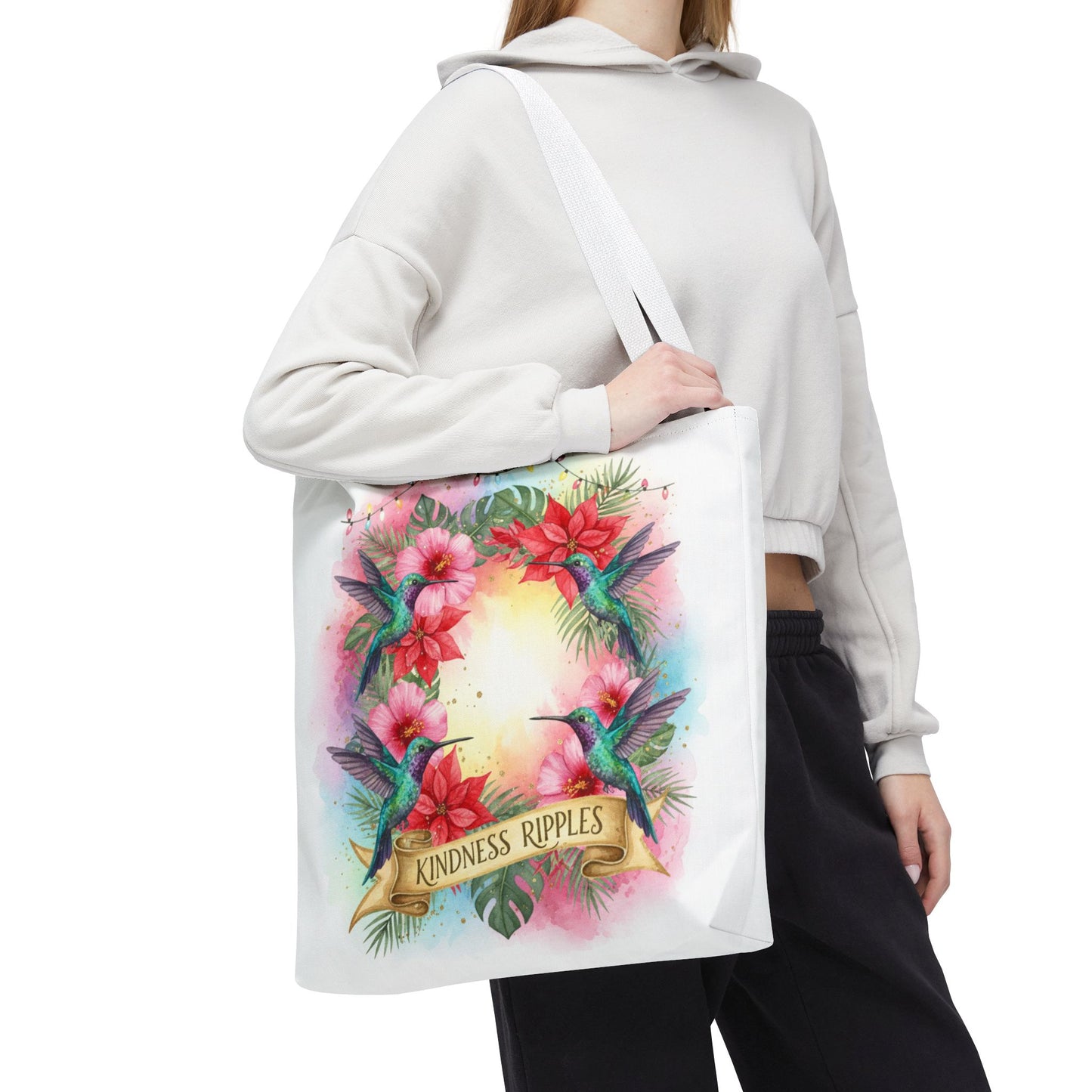 Colorful Kindness Christmas Hummingbirds Tote Bag