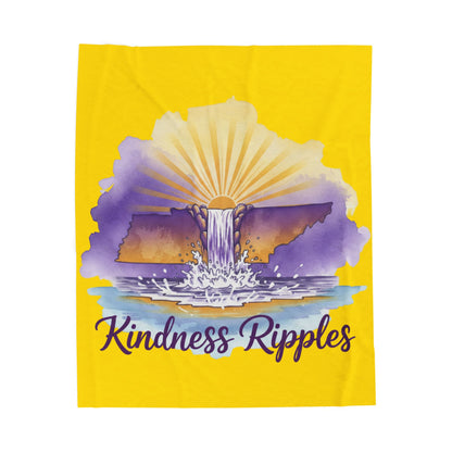 Gold Kindness Ripples Velveteen Plush Blanket - Cozy Throw for Relaxation and Comfort, Cookeville, TN, Waterfall Capital of the World